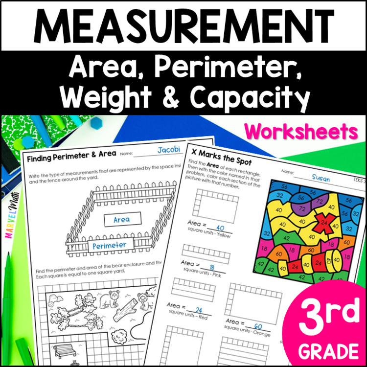 3rd Grade Area and Perimeter Worksheets, Capacity and Weight Worksheets