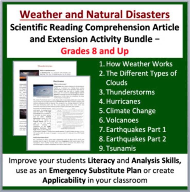 Weather and Natural Disasters - Grade 8 and Up Science Reading Bundle