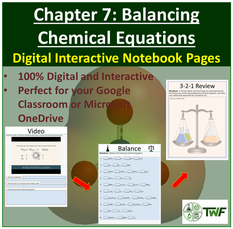 Balancing Chemical Equations - Digital Interactive Notebook Pages