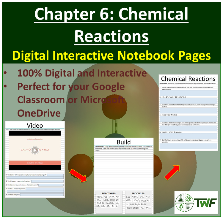 Chemical Reactions - Digital Interactive Notebook Pages