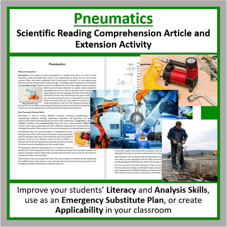 Pneumatics Reading Comprehension Passage and Questions - Grade 8 and Up
