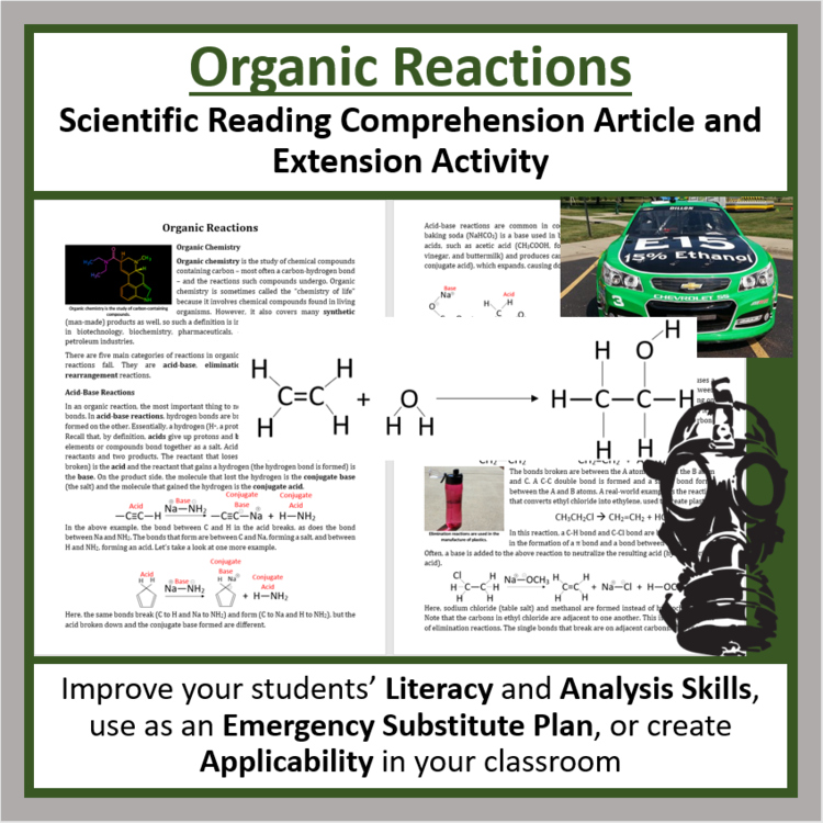 Organic Reactions - Grades 11 and Up - Science Reading Article