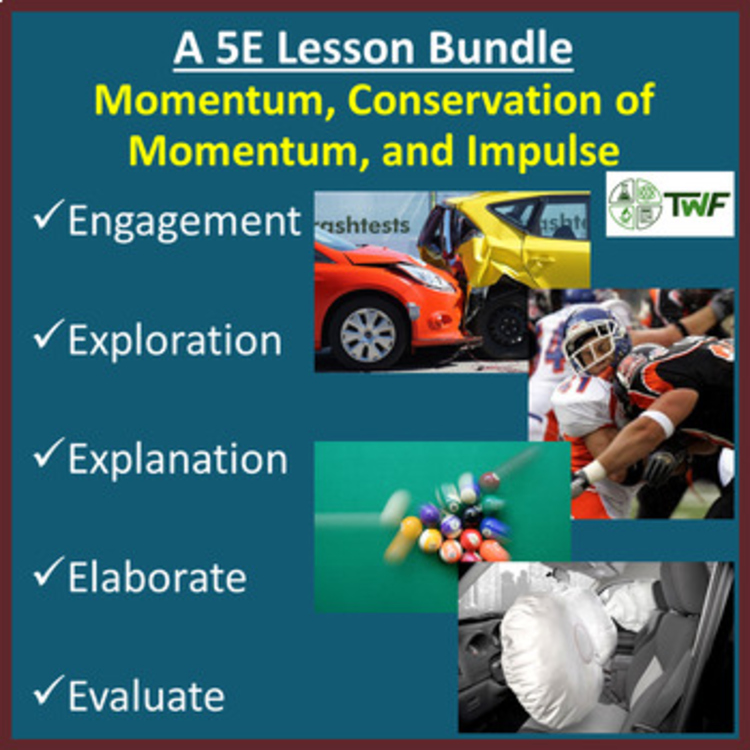 Momentum, Conservation of Momentum, & Impulse 5E Lesson Bundle | Collisions