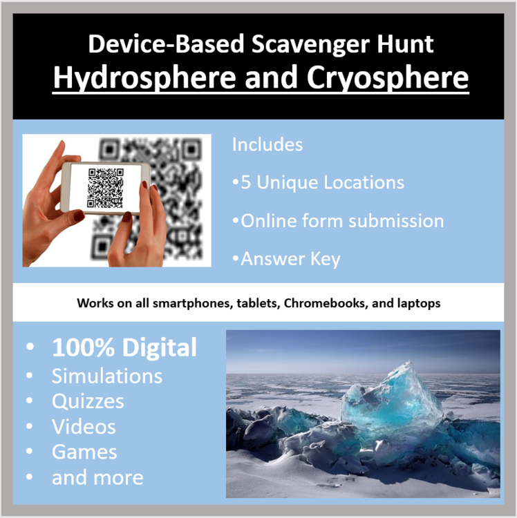 Hydrosphere and Cryosphere Digital Scavenger Hunt Activity | Phases of Water