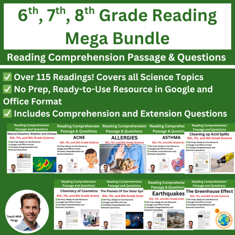 Reading Comprehension Article & Question Mega Bundle | 6th, 7th, 8th Grade