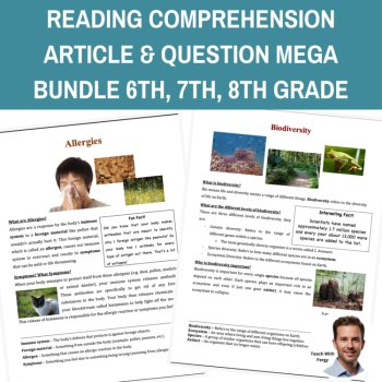 Reading Comprehension Article & Question Mega Bundle | 6th, 7th, 8th Grade, image 2