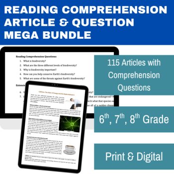Reading Comprehension Article & Question Mega Bundle | 6th, 7th, 8th Grade, image 3