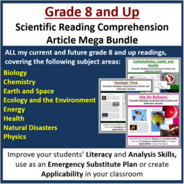 Science Reading Comprehension Article Mega Bundle | Grade 8 and Up