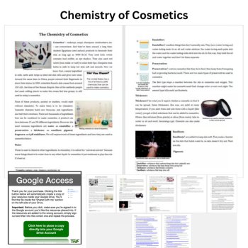 Chemistry of Cosmetics Reading Comprehension Passage & Questions | 6th, 7th, 8th, image 2