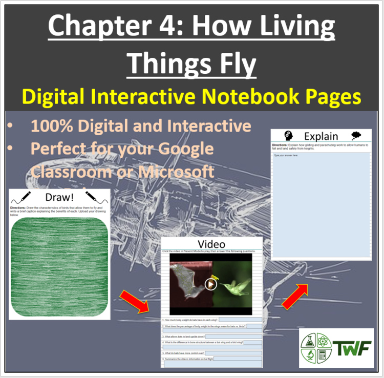 How Living Things Fly - Digital Interactive Notebook Pages