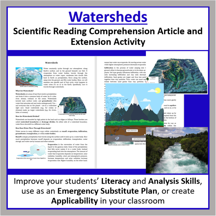 Watersheds Reading Comprehension Passage and Questions - Grade 8 and Up