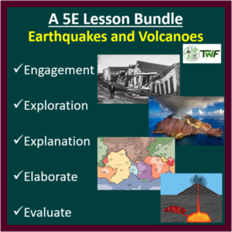 Earthquakes and Volcanoes 5E Lesson Bundle | Worksheets, Activities, Readings