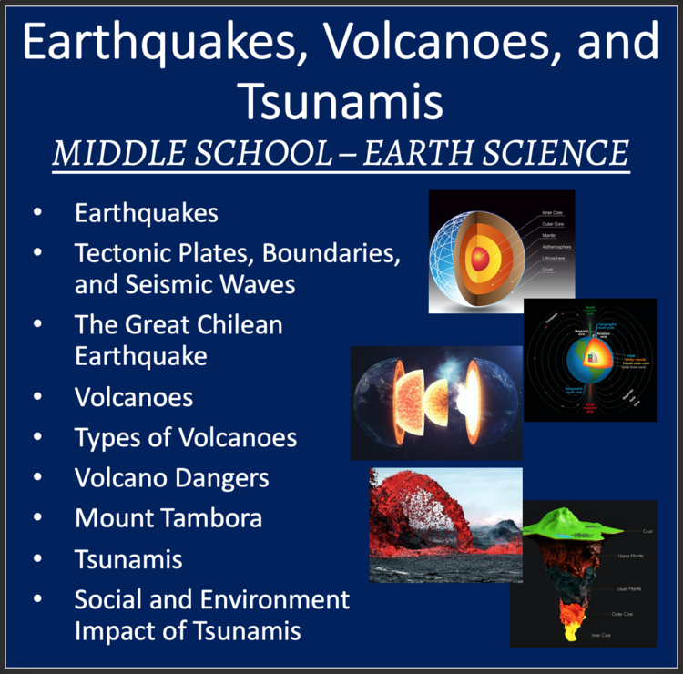 Earthquakes, Volcanoes & Tsunamis Middle School Earth Science Lesson 6th 7th 8th