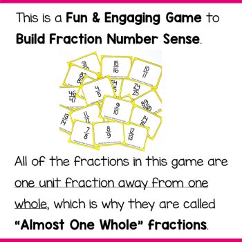 Comparing Fractions Game using Fractions that are "Almost One Whole", image 3