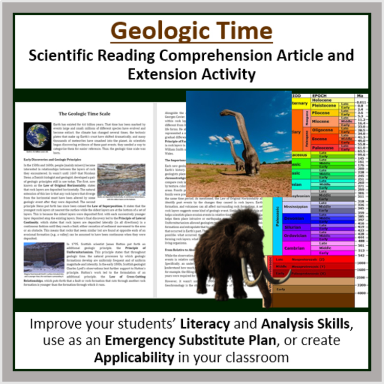 Geologic Time Reading Comprehension Passage and Questions | Grade 8 and Up