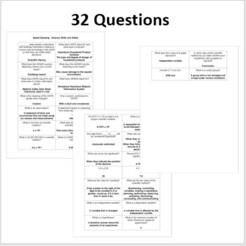 Science Skills and Safety - Speed Quizzing Review Activity, image 2