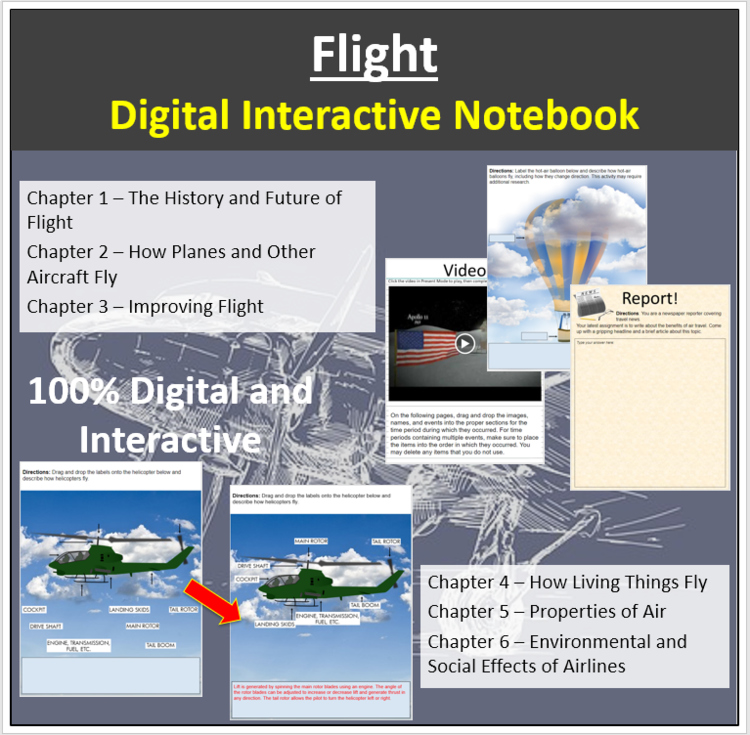 Flight - Digital Interactive Notebook Bundle | How Objects Fly, Flight History