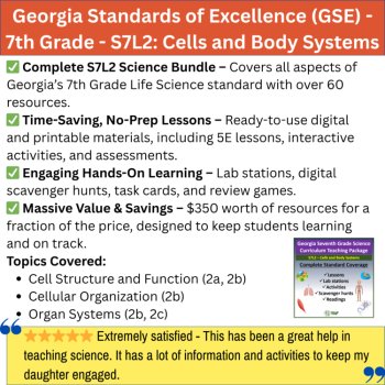 Georgia Standards of Excellence (GSE) 7th Grade Bundle S7L2 Cells & Body Systems, image 2