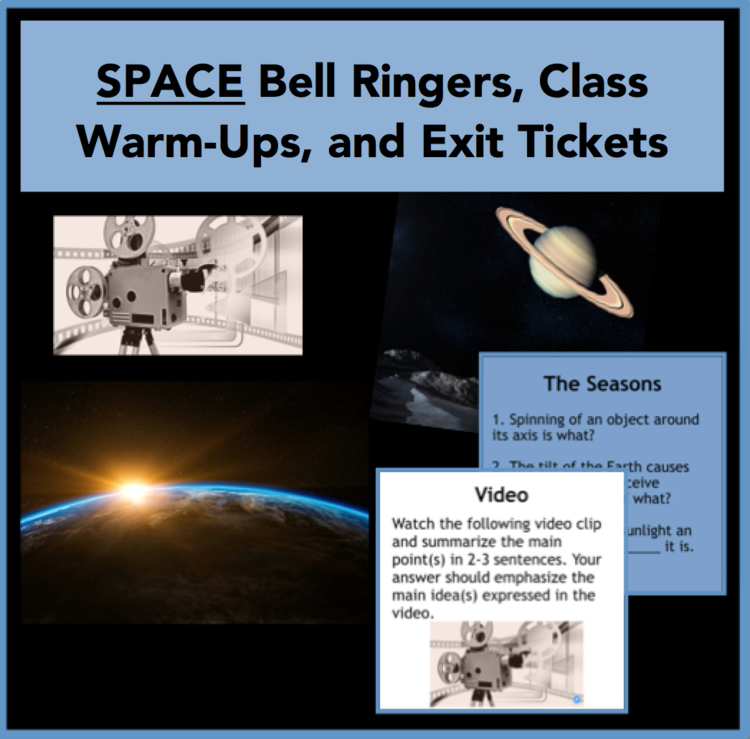 Space - Bell Ringers, Class Warm-Ups, and Exit Tickets