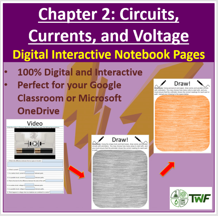 Circuits, Current, and Voltage - Digital Interactive Notebook Pages