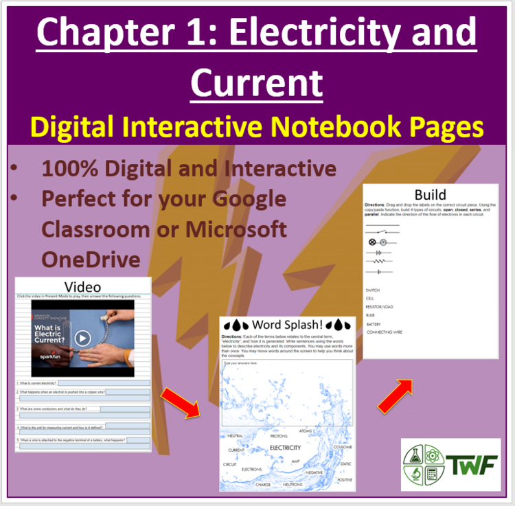 Electricity and Current - Digital Interactive Notebook Pages
