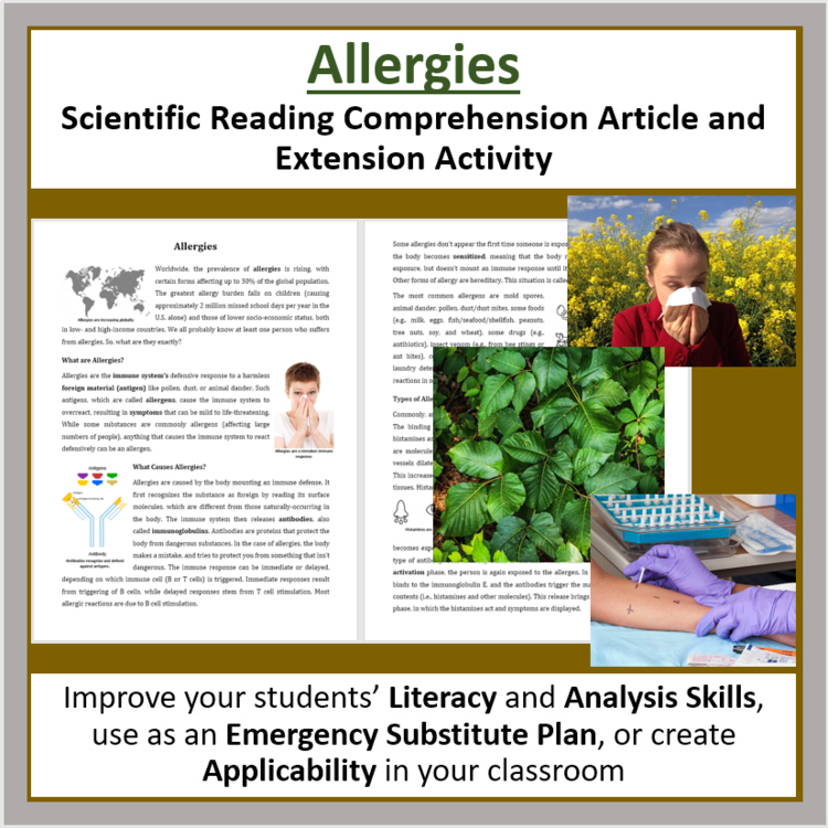 What are Allergies and What Causes Them? Reading Comprehension - Grade 8 and Up