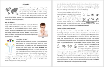 What are Allergies and What Causes Them? Reading Comprehension - Grade 8 and Up, image 2