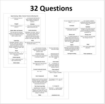 Matter, Chemical Trends, & Bonding Unit - Speed Quizzing, image 2