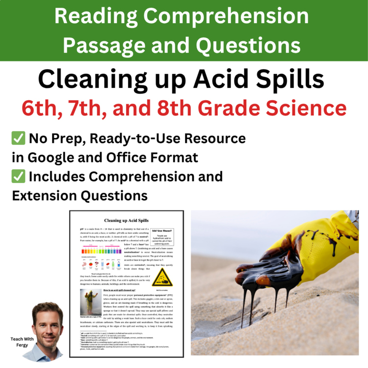 Cleaning up Acid Spills Reading Comprehension Passage & Questions 6th, 7th, 8th