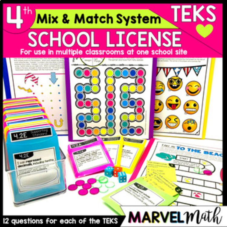 4th Grade Math TEKS Campus License: Games,  STAAR Review, Assessments