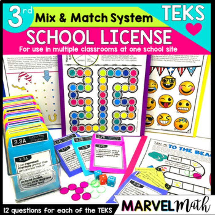 3rd Grade Math TEKS Campus License: Games, STAAR Review, Assessments