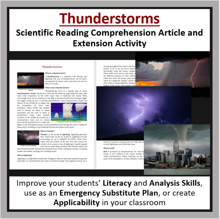 Thunderstorms Reading Comprehension Passage and Questions - Grade 8 and Up