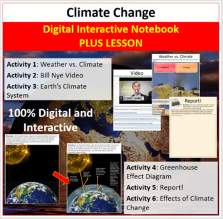 Climate Change - Digital Interactive Notebook + Lesson Bundle