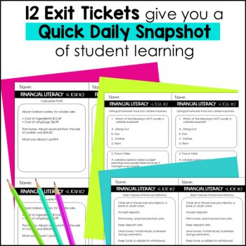 4th Grade Personal Financial Literacy TEKS Exit Tickets - Exit Slips, image 3