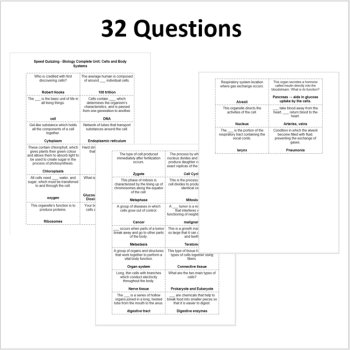 Cells and Body Systems Unit - Speed Quizzing, image 2
