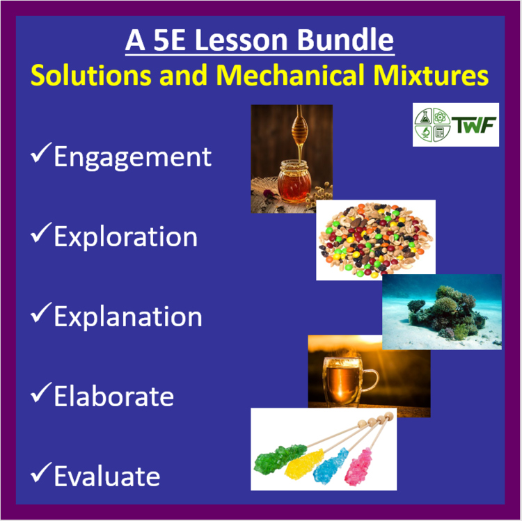 Solutions and Mechanical Mixtures - 5E Lesson Bundle
