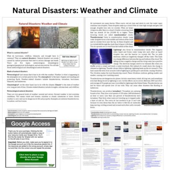 Natural Disasters Reading Comprehension Passage & Questions 6th, 7th, 8th Grade, image 2