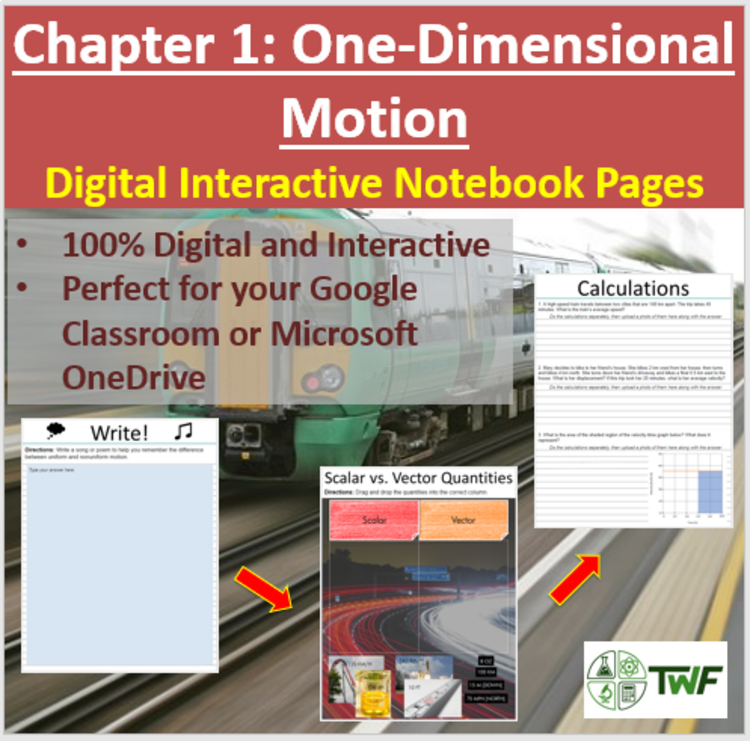 One-Dimensional Motion - Digital Interactive Notebook Pages