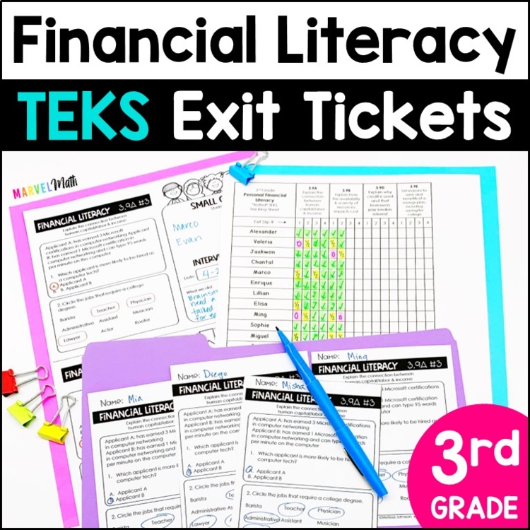 3rd Grade FINANCIAL LITERACY Exit Slips * Exit Tickets
