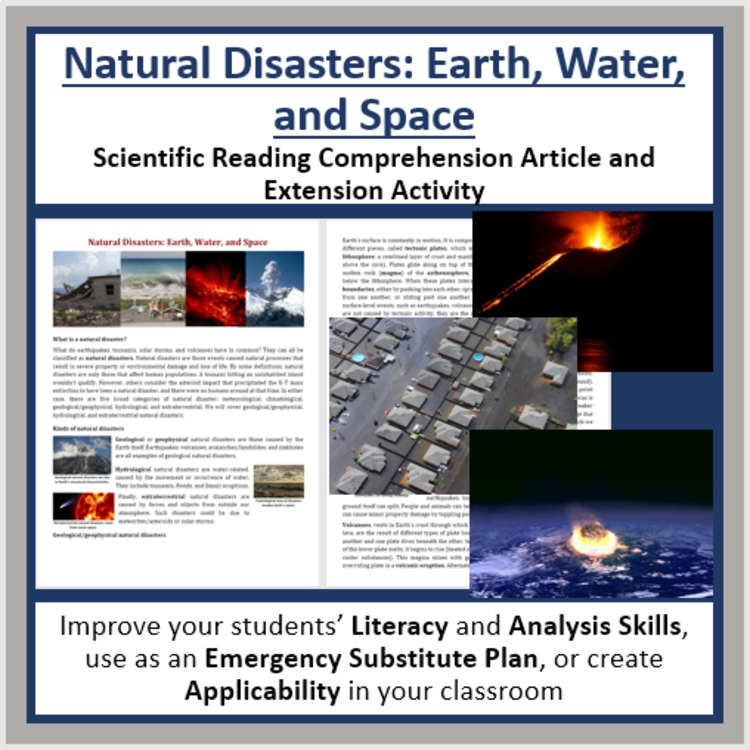 Natural Disasters: Earth, Water, & Space Reading Article - Grade 8 and Up