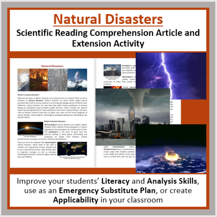 Natural Disasters Reading Comprehension Passage and Questions - Grade 8 and Up