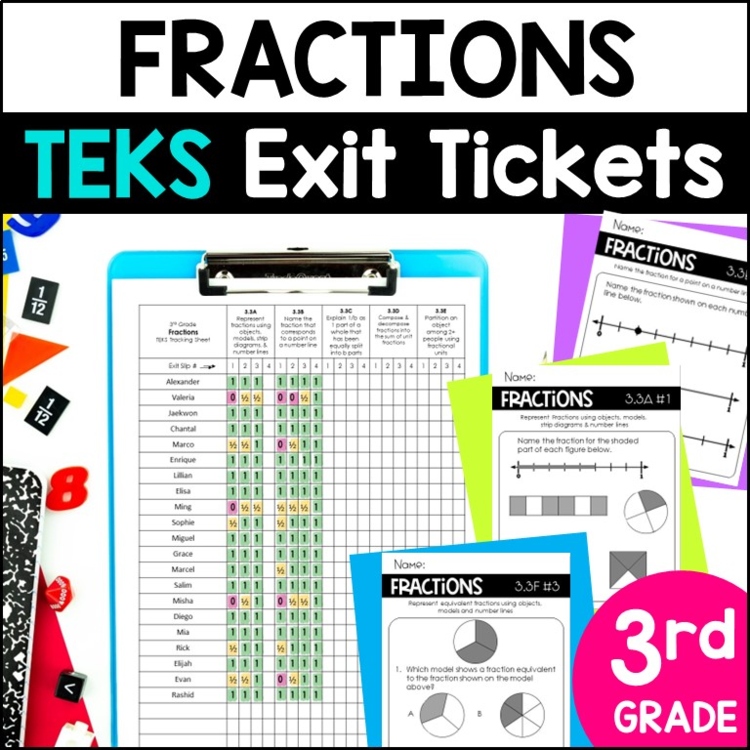 3rd Grade FRACTION Exit Slips * Exit Tickets