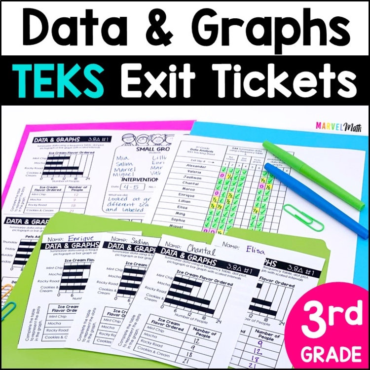 3rd Grade Data & Graphs Exit Slips * Exit Tickets