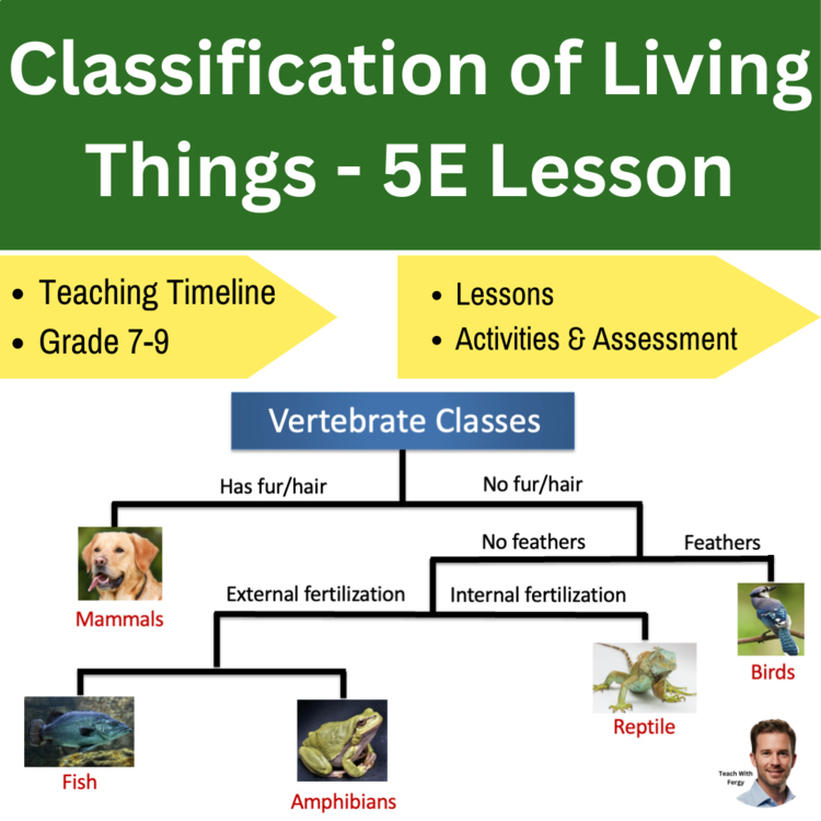 Classification of Living Things 5E Lesson Bundle | 6 Kingdoms, Dichotomous Key