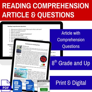 Desalination of Drinking Water Comprehension Reading - Grade 8 and Up, image 2