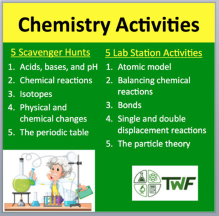Chemistry Activities Bundle - 10 Popular Lab Stations & Digital Scavenger Hunts