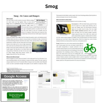 Smog - Reading Comprehension Passage & Questions | 6th, 7th, 8th Grade, image 2