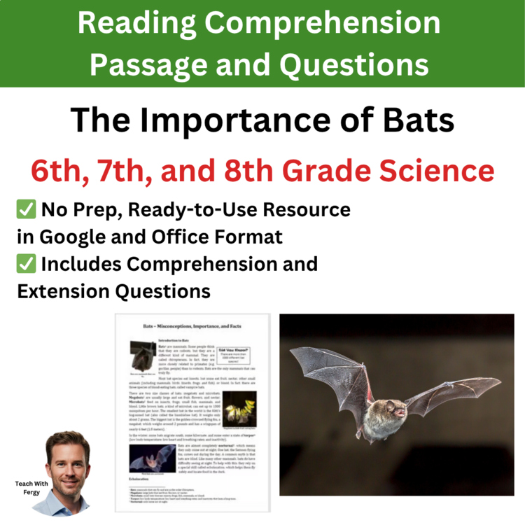 The Importance of Bats Reading Comprehension Passage & Questions | 6th, 7th, 8th