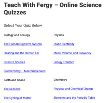 Teach With Fergy Online Science Quizzes, image 2