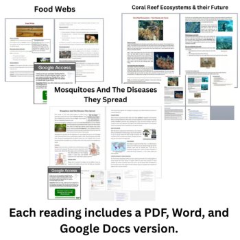Biology 6th, 7th, 8th Grade Reading Comprehension & Questions 60 Article Bundle, image 2